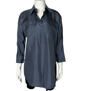 Carven Blue 100% Silk Button Down Shirt Size 38 US 6 NEW